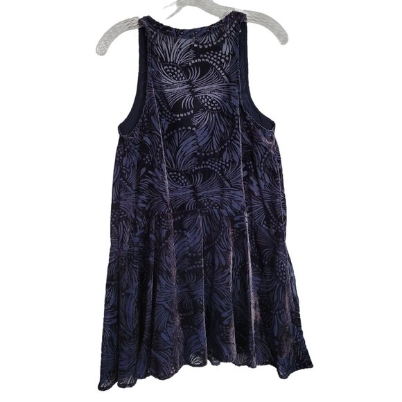 Free People Sz XS Dress Sheer Swirl Velvet Drop Waist Flared Burnout Whimsigoth - Picture 2 of 9